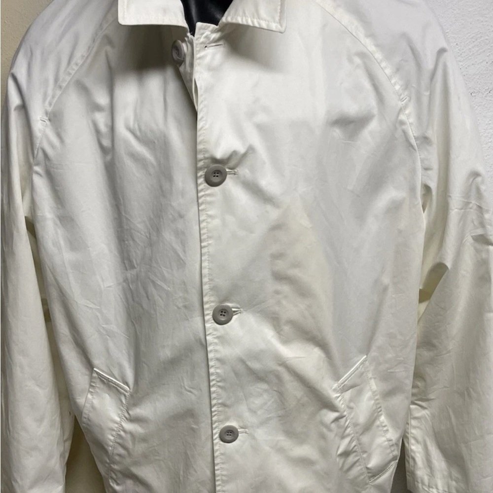 NWT Zara Men's Waterproof Cotton Raincoat-White—Size Large